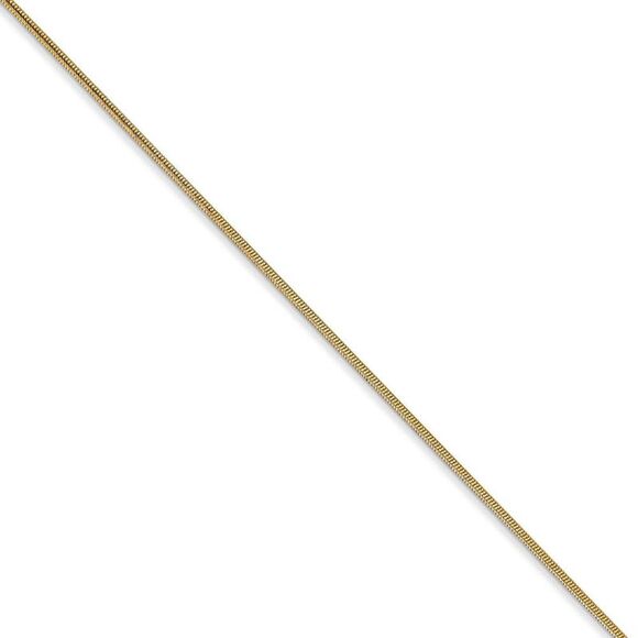 0.8mm 14k Yellow Gold Solid Round Snake Chain Necklace 18 Inch